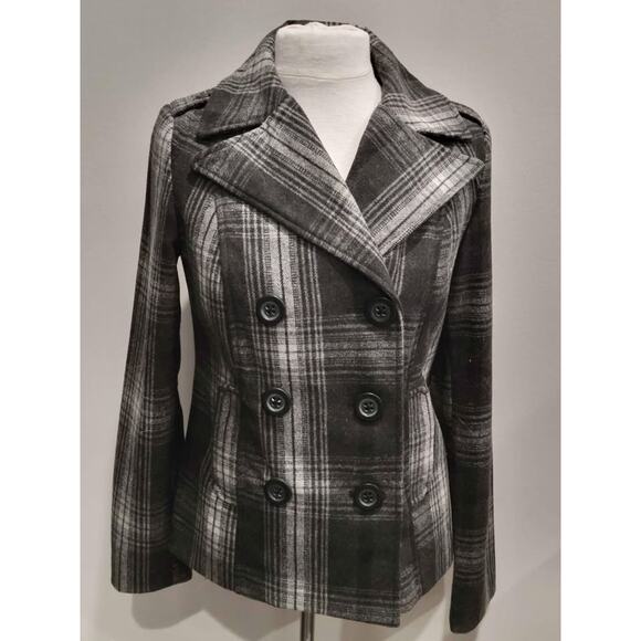 Old Navy Classic Plaid Pea Coat Jacket Women's Small - Picture 1 of 10